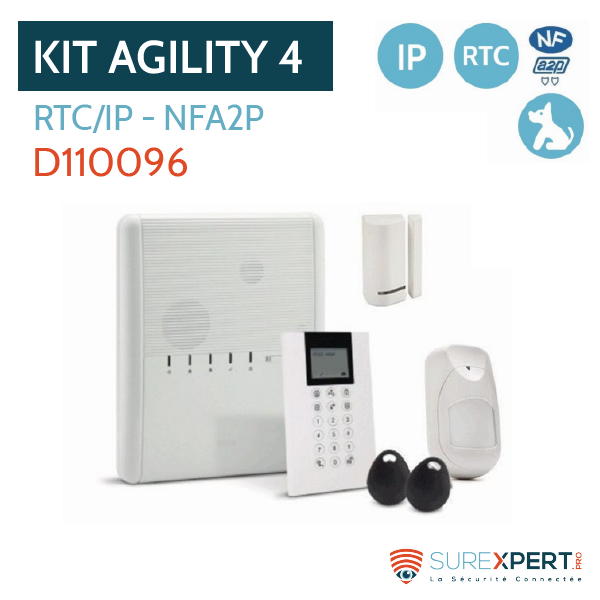 Agility 4 RISCO RTC/IP clavier panda et détecteur iWave