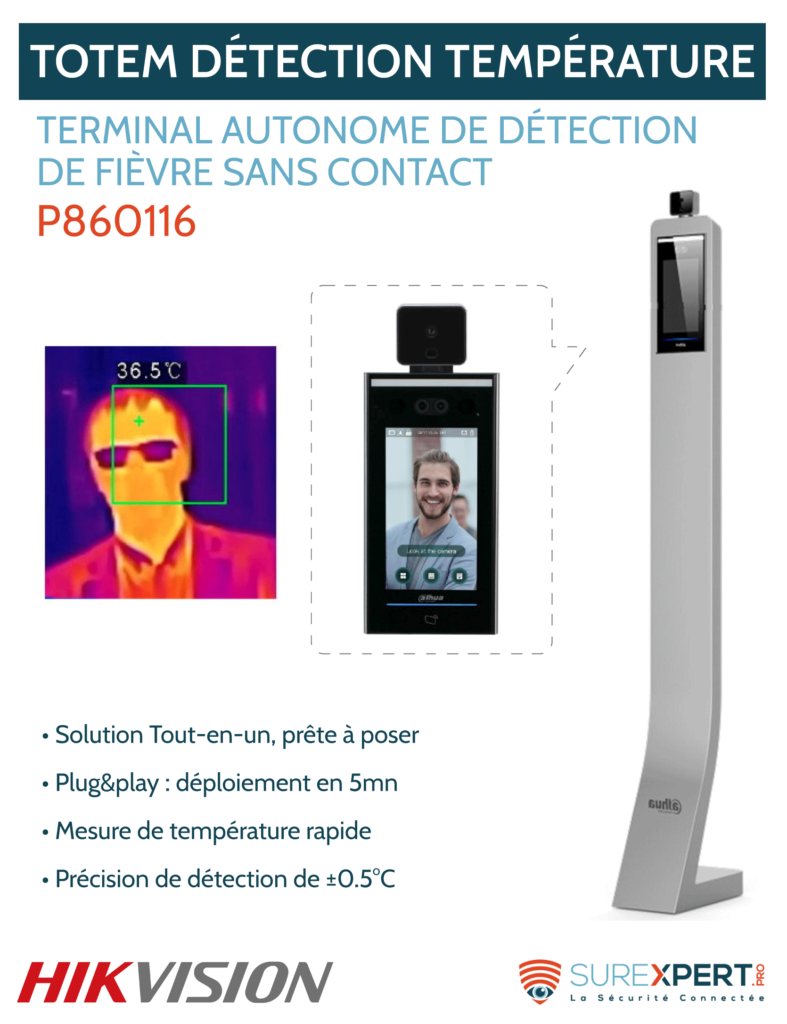 Totem Hikvision Détection de température port masque