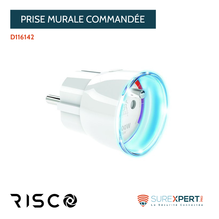 Prise murale commandée compatible centrale d'alarme Lightsys+ de risco
